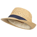 Natural - Back - Trespass Womens-Ladies Trilby Straw Hat
