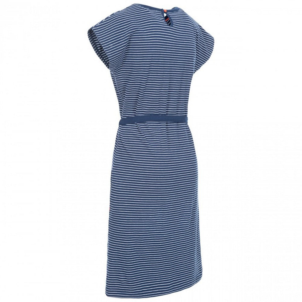 Navy Stripe - Back - Trespass Womens-Ladies Lidia Round Neck Cotton Dress