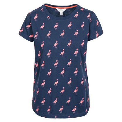 Navy Flamingo - Front - Trespass Womens Carolyn Short Sleeved Patterned T Shirt