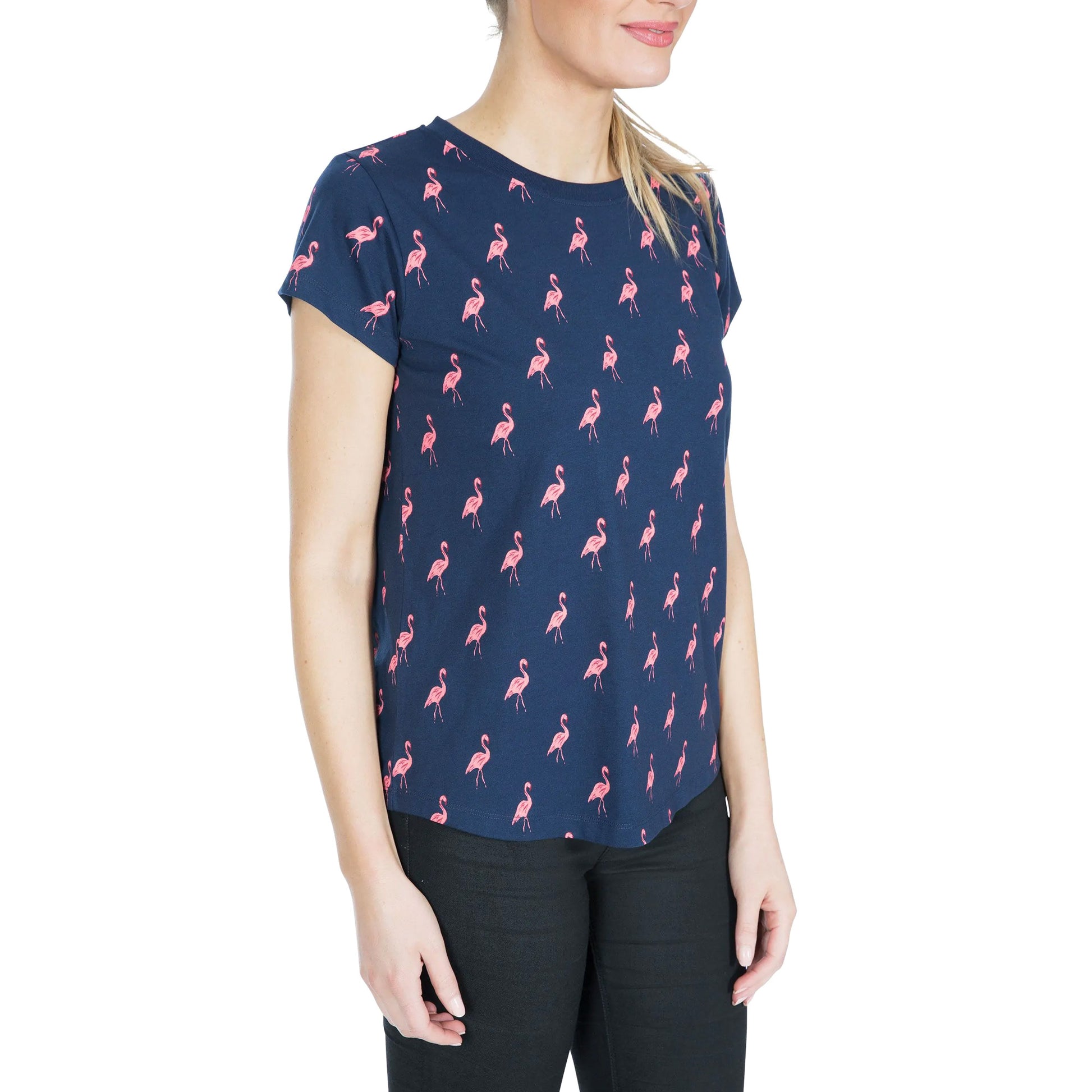 Navy Flamingo - Lifestyle - Trespass Womens Carolyn Short Sleeved Patterned T Shirt