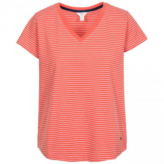 Peach Stripe - Front - Trespass Womens Konnie V Neck T Shirt