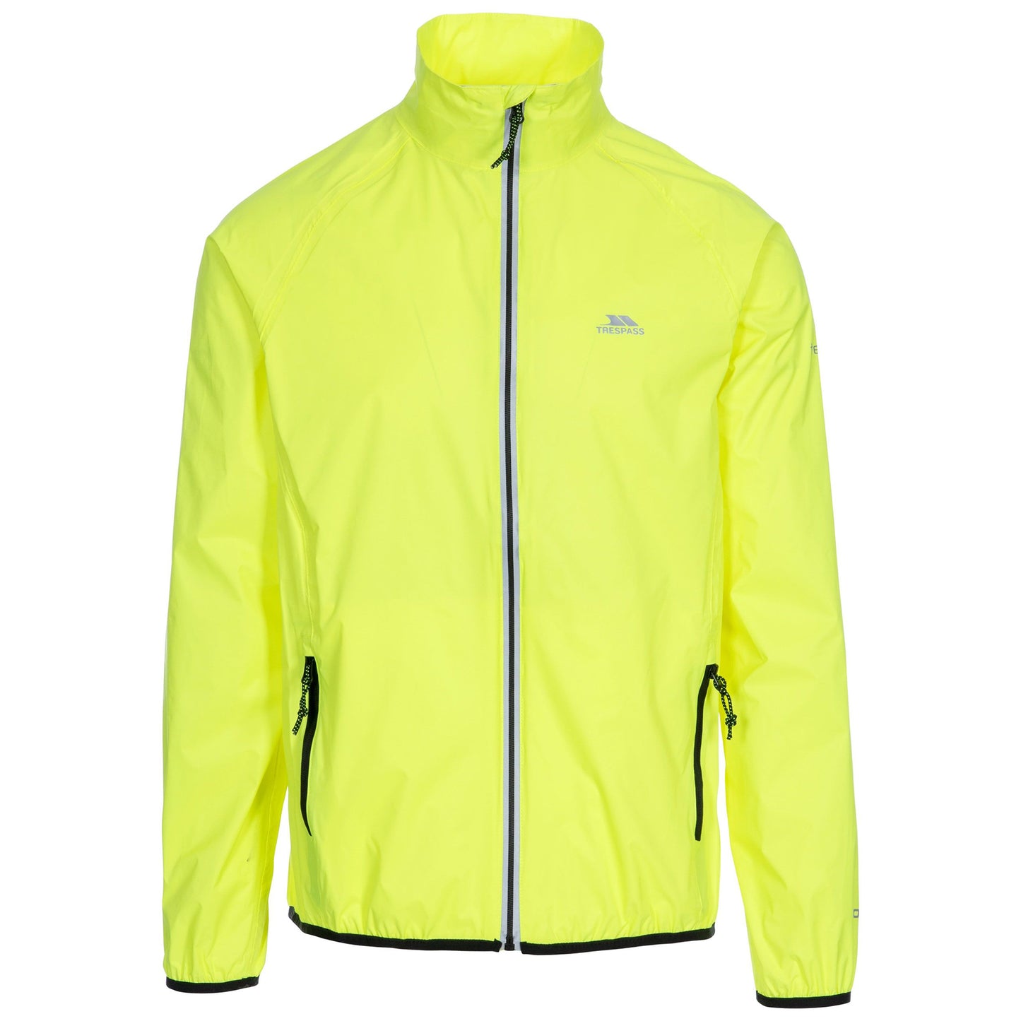 Hi Visibility Yellow - Front - Trespass Mens Retract Hi-Vis Packaway Waterproof Jacket.