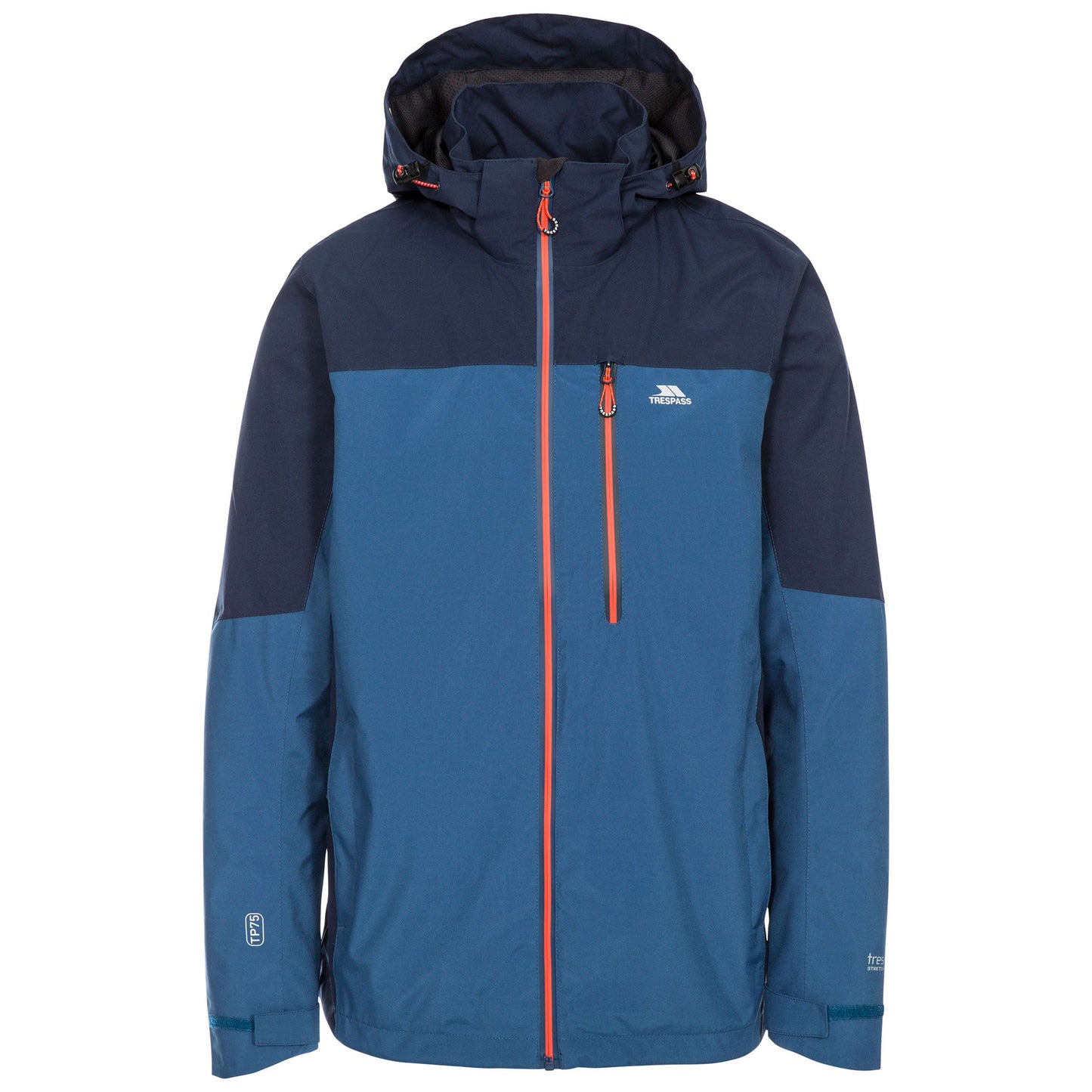 Indigo - Front - Trespass Mens Tappin Hooded Waterproof Jacket