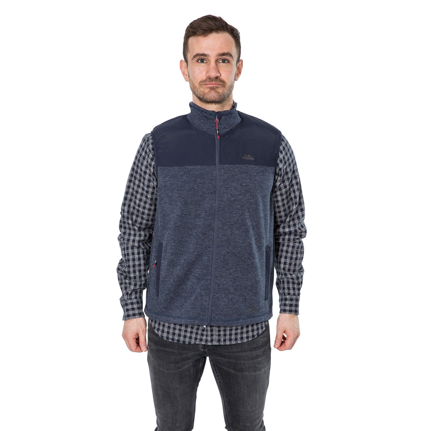 Navy Melange - Side - Trespass Mens Leafminer Fleece Gilet