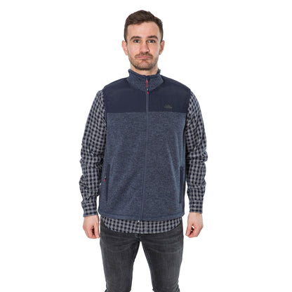 Navy Melange - Side - Trespass Mens Leafminer Fleece Gilet