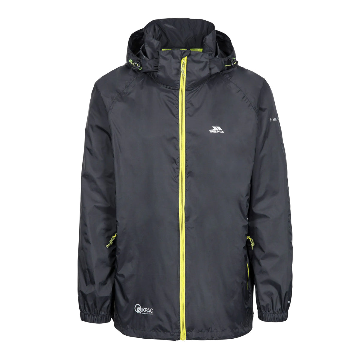 Black - Front - Trespass Qikpac X Unisex Packaway Jacket