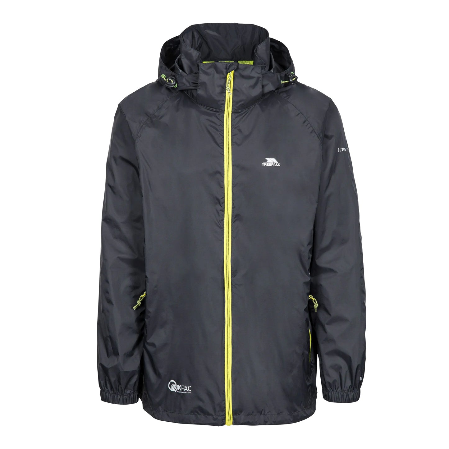 Black - Front - Trespass Qikpac X Unisex Packaway Jacket