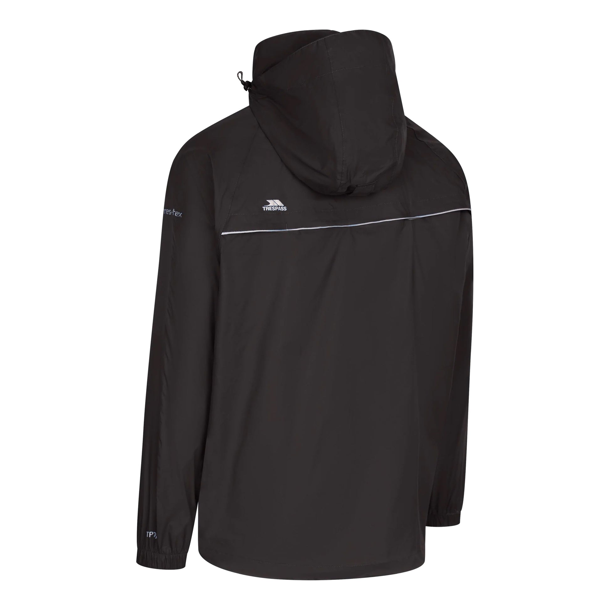 Black - Back - Trespass Qikpac X Unisex Packaway Jacket