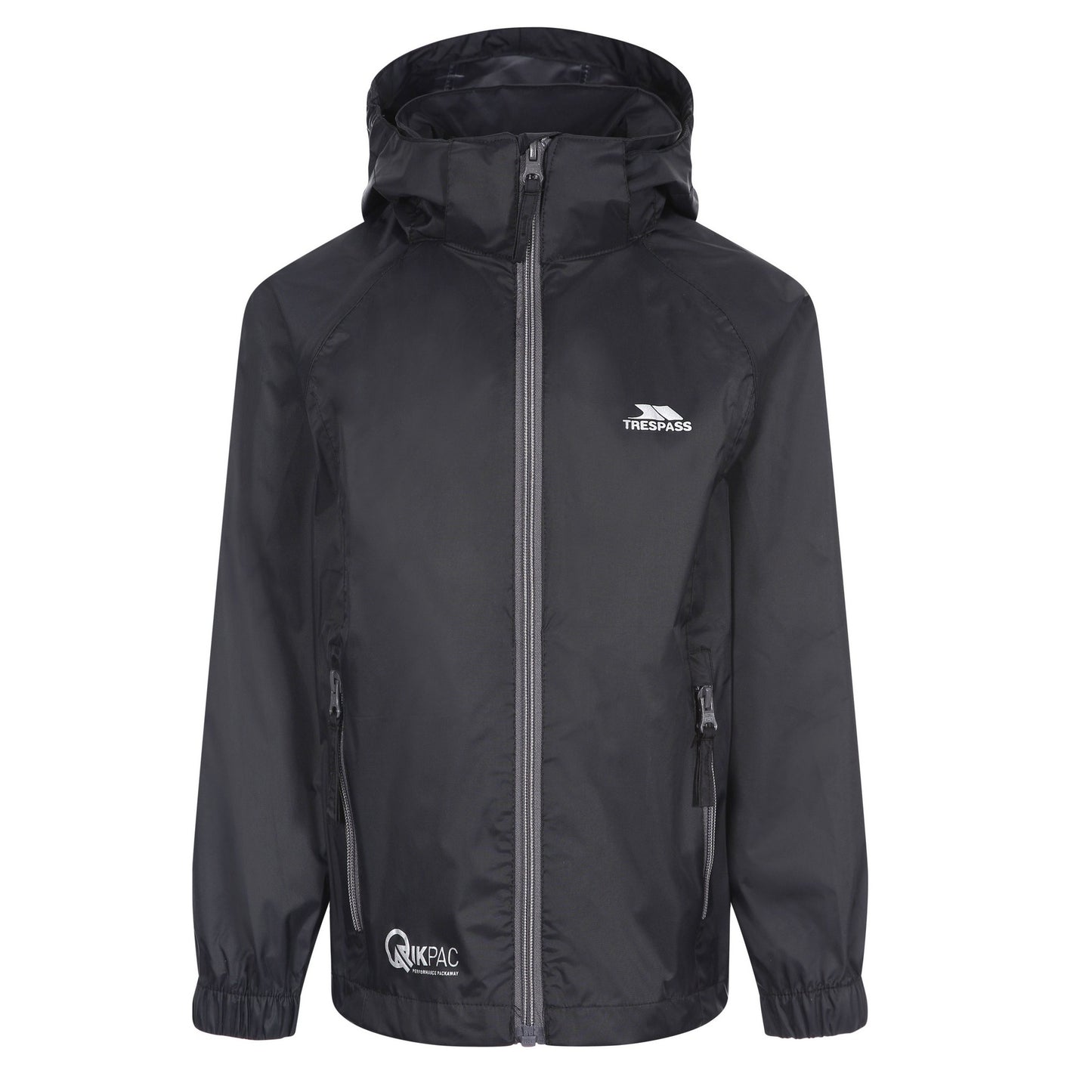 Black-Carbon - Front - Trespass Childrens-Kids Qikpac X Unisex Packaway Jacket