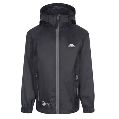 Black-Carbon - Front - Trespass Childrens-Kids Qikpac X Unisex Packaway Jacket