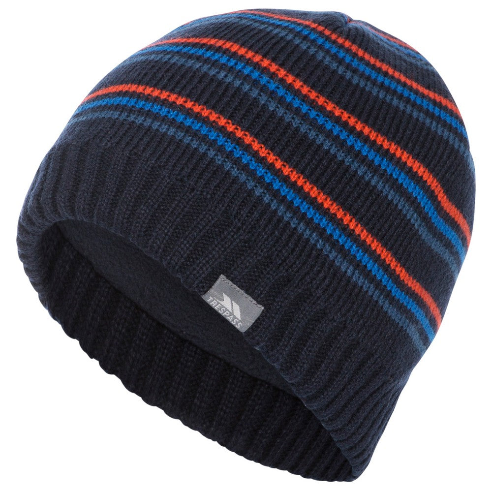 Navy - Side - Trespass Mens Ray Beanie Hat