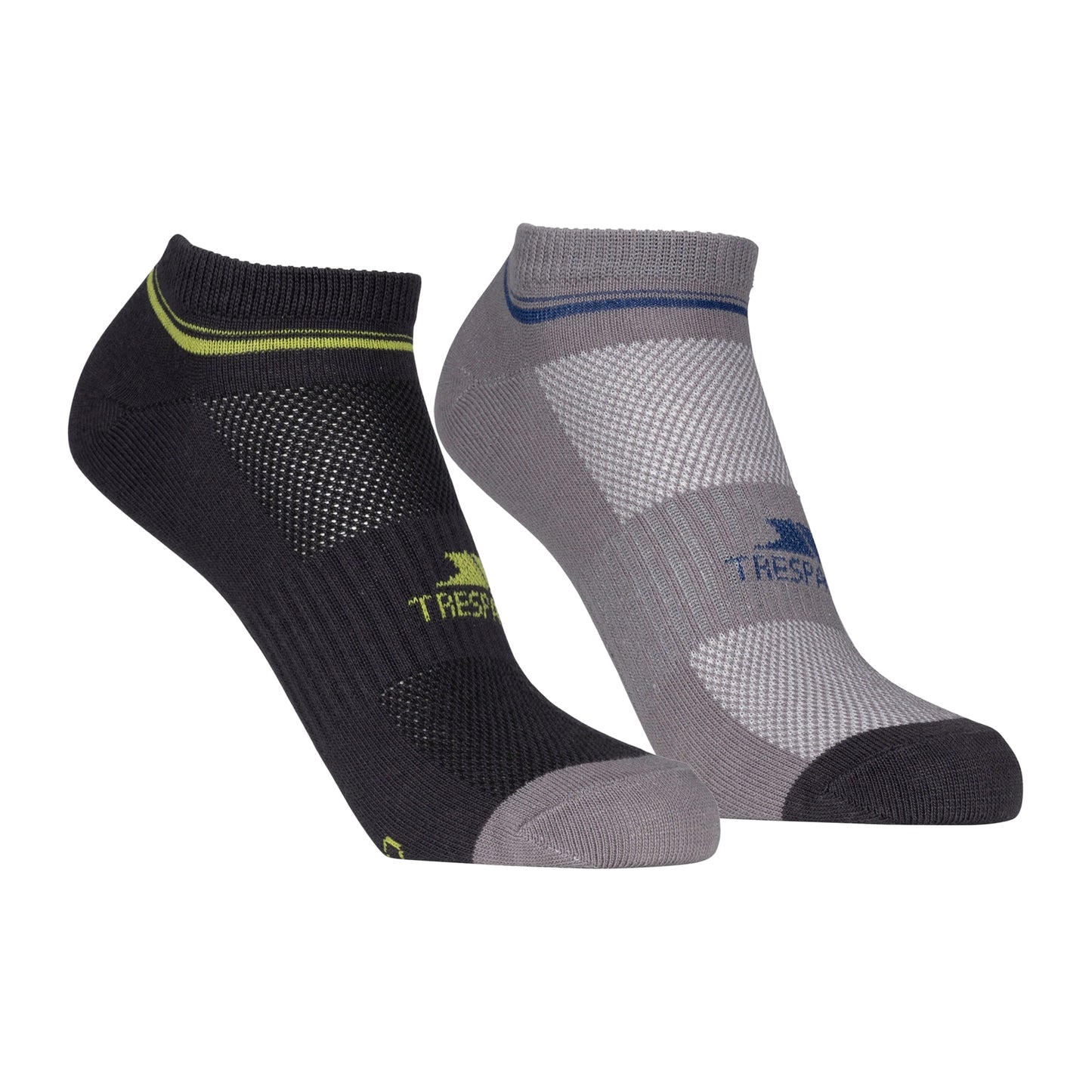 Platinum-Dark Grey - Front - Trespass Unisex Adults Isolate Coolmax Trainer Sock (Pack Of 2)