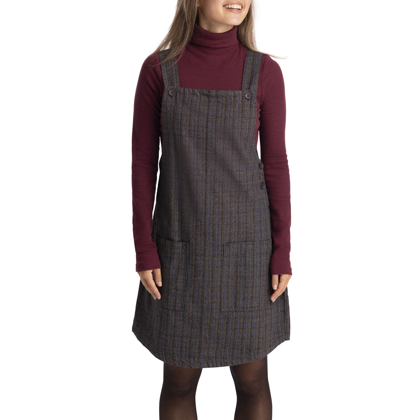 Dark Grey-Check - Side - Trespass Womens-Ladies Twirl Casual Dress