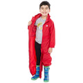 Red - Lifestyle - Trespass Childrens-Kids Button Rain Suit