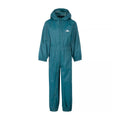 Teal - Back - Trespass Childrens-Kids Button Rain Suit