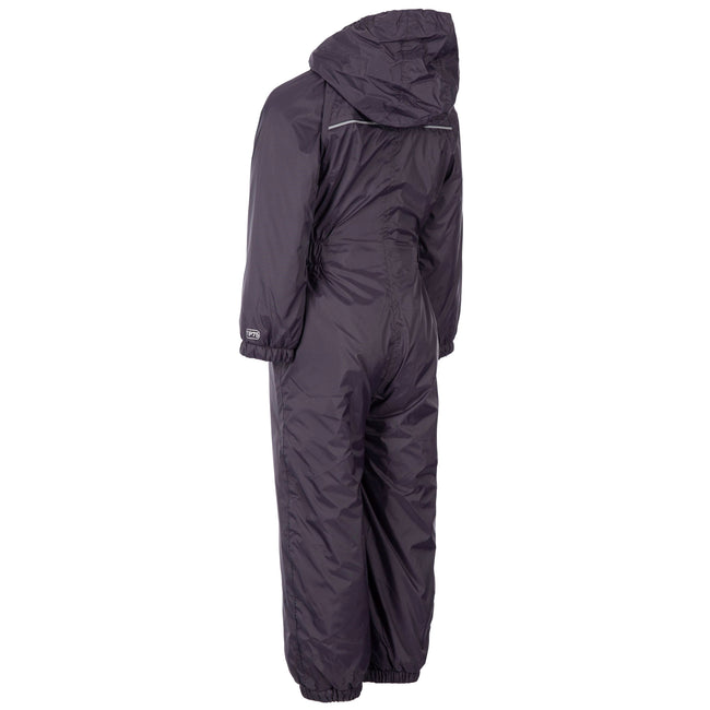 Dark Grey - Back - Trespass Childrens-Kids Button Rain Suit