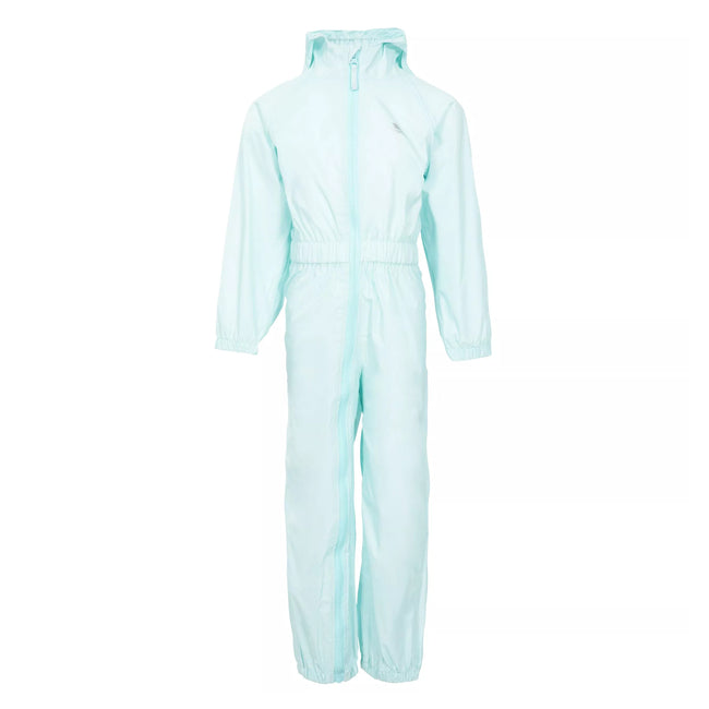 Pale Mint - Front - Trespass Childrens-Kids Button Rain Suit
