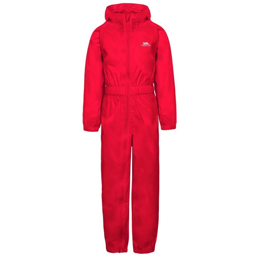 Red - Front - Trespass Childrens-Kids Button Rain Suit