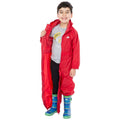Red - Side - Trespass Childrens-Kids Button Rain Suit
