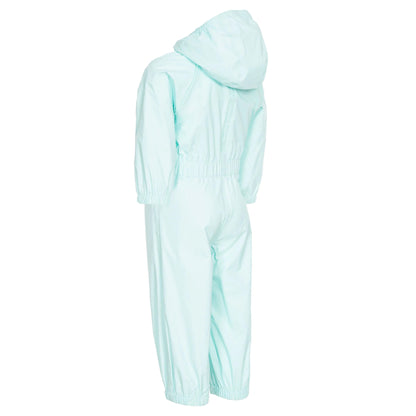 Pale Mint - Back - Trespass Babies Button Rain Suit