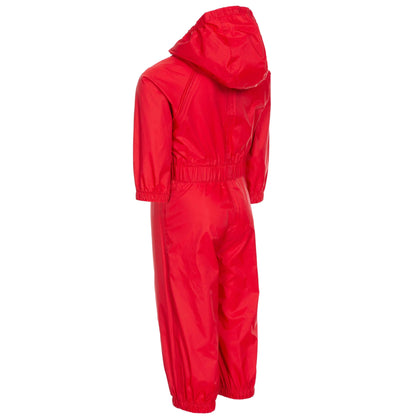 Red - Back - Trespass Babies Button Rain Suit
