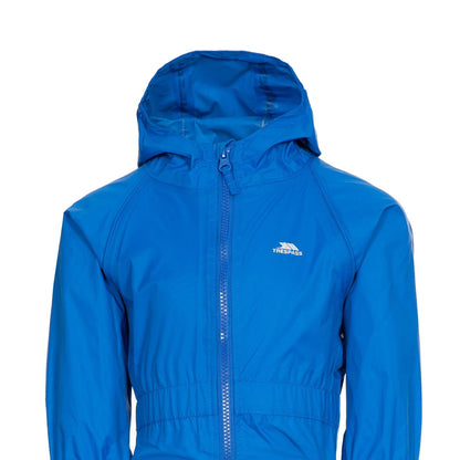 Blue - Side - Trespass Babies Button Rain Suit