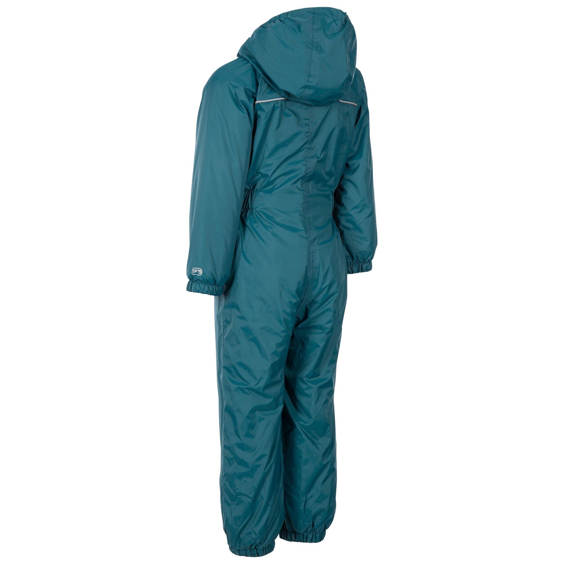 Teal - Back - Trespass Babies Button Rain Suit
