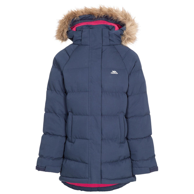 Navy - Front - Trespass Girls Unique Padded Jacket