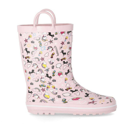 Pink - Front - Trespass Childrens-Kids Starryton Wellington Boots