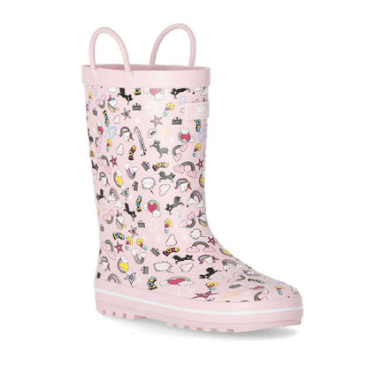 Pink - Back - Trespass Childrens-Kids Starryton Wellington Boots