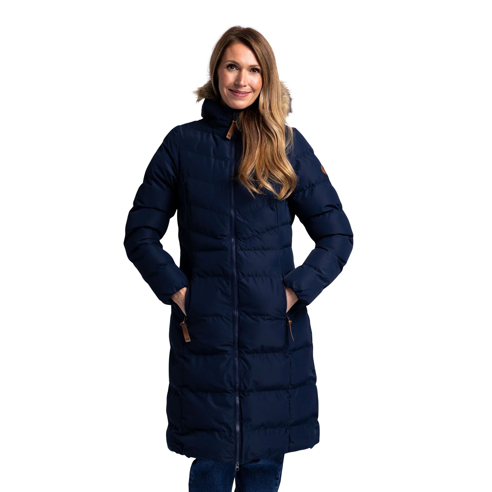 Navy - Side - Trespass Womens-Ladies Audrey Padded Jacket