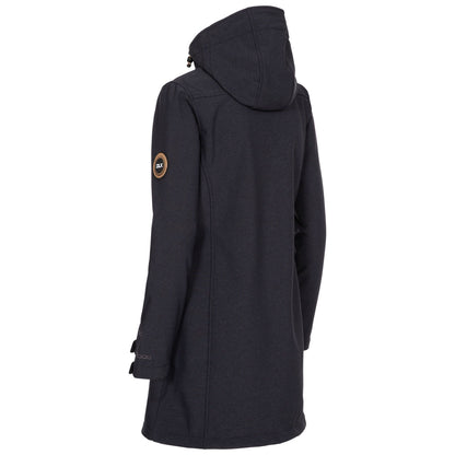 Black Marl - Back - Trespass Womens-Ladies Maria DLX Long Length Soft Shell Jacket