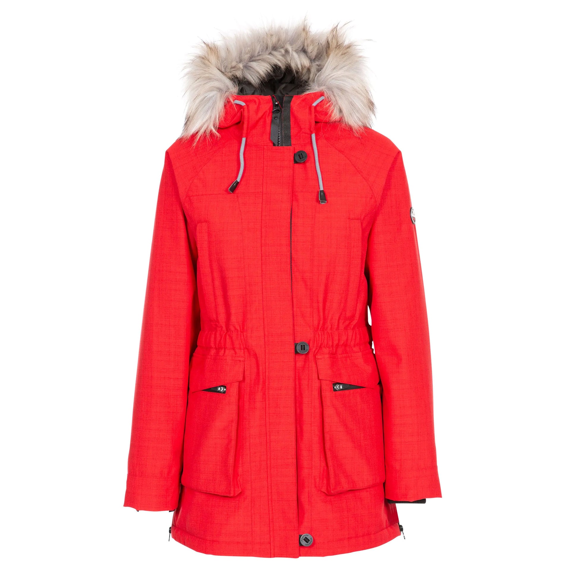 Red - Front - Trespass Womens-Ladies Caption Waterproof Parka