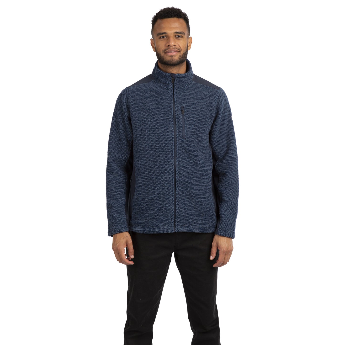 Smokey Blue Stripe - Side - Trespass Mens Farantino Fleece Jacket