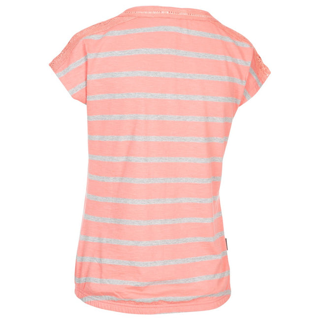 Blossom-Light Grey Marl - Back - Trespass Womens-Ladies Moor Striped T-Shirt