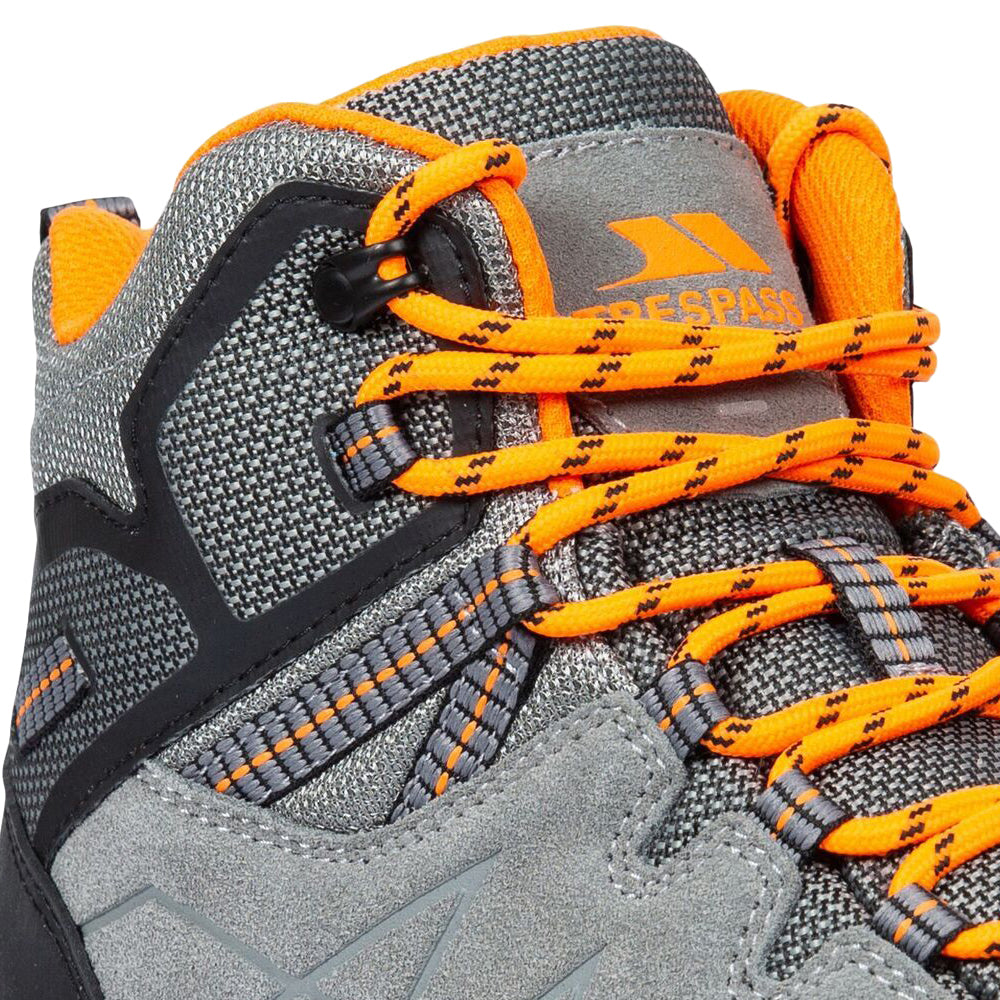 Grey - Side - Trespass Mens Caelan Suede Walking Boots