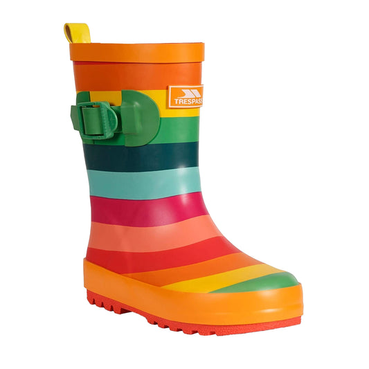 Multicoloured Stripe - Front - Trespass Childrens-Kids Puddle Wellington Boots