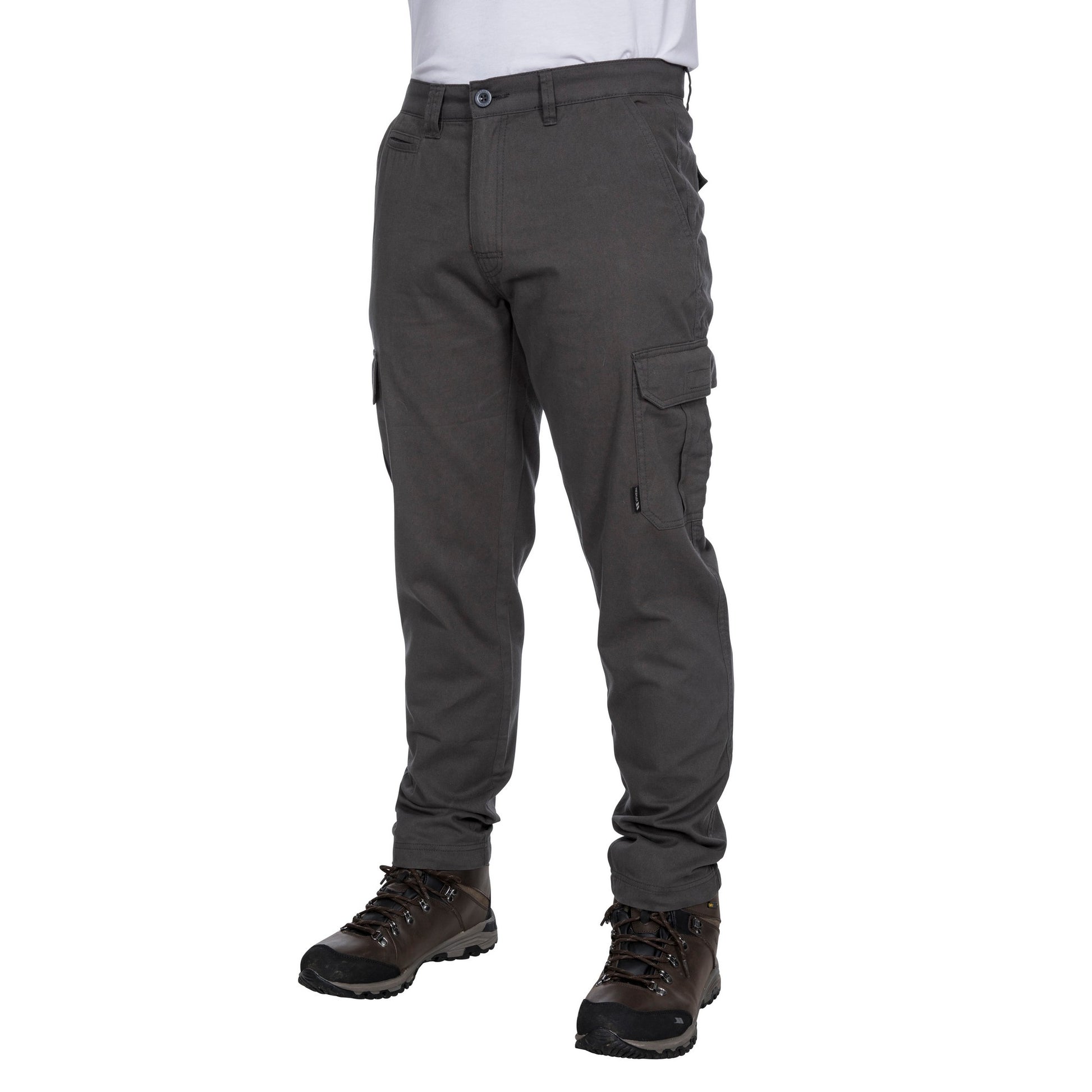 Charcoal - Side - Trespass Mens Tipner Cargo Trousers