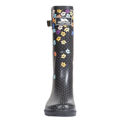 Black - Pack Shot - Trespass Womens-Ladies Samira Printed Wellington Boots