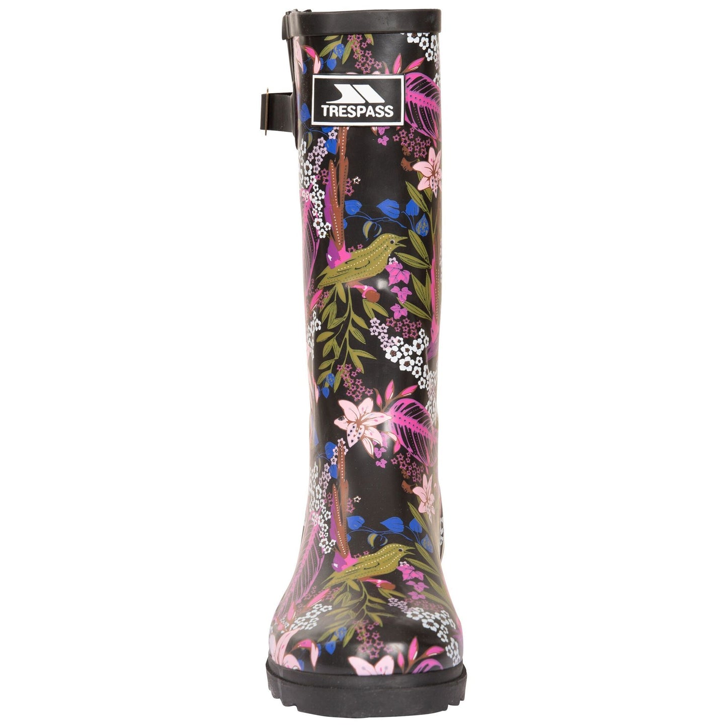 Black-Green Print - Close up - Trespass Womens-Ladies Elena Floral Wellington Boots
