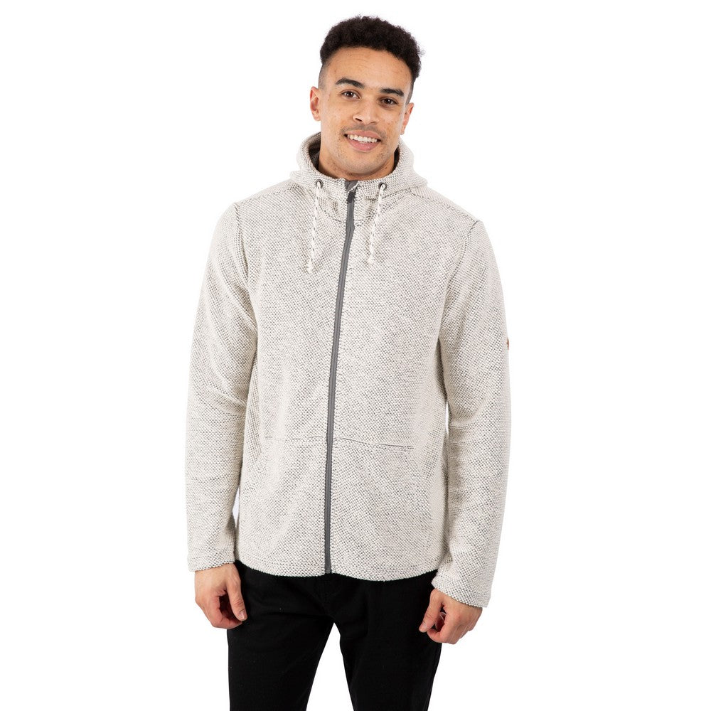 Off White Marl - Close up - Trespass Mens Scawton Zipped Hoodie