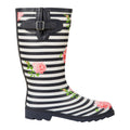Navy-White-Pink - Back - Trespass Womens-Ladies Elena Floral Wellington Boots