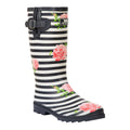 Navy-White-Pink - Front - Trespass Womens-Ladies Elena Floral Wellington Boots