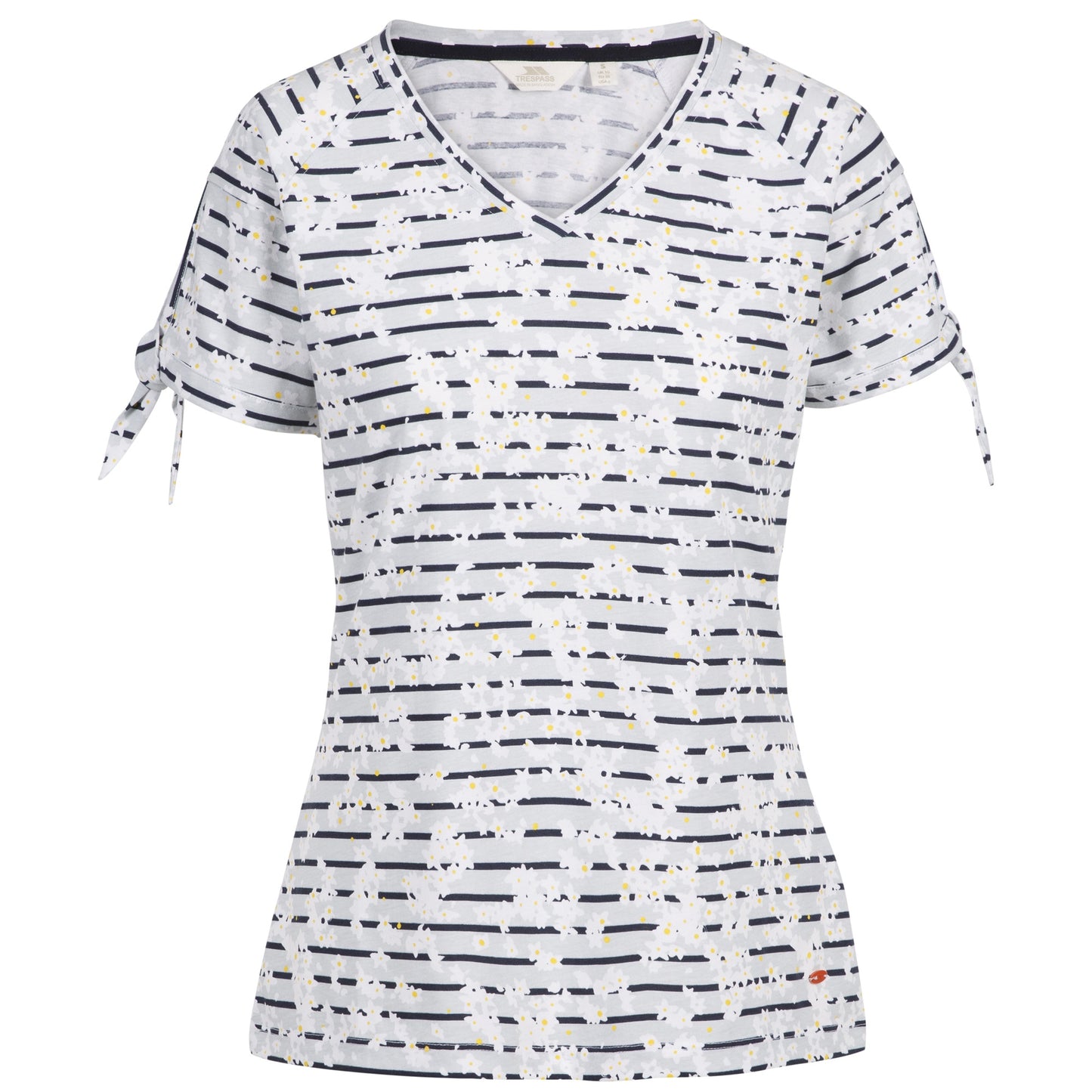 White-Black - Front - Trespass Womens-Ladies Fernie Ditsy Print V Neck T-Shirt