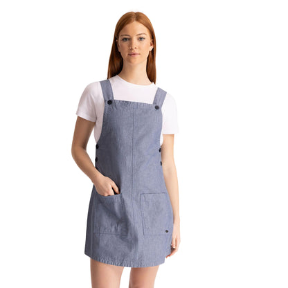 Navy-Chambray - Side - Trespass Womens-Ladies Twirl Casual Dress