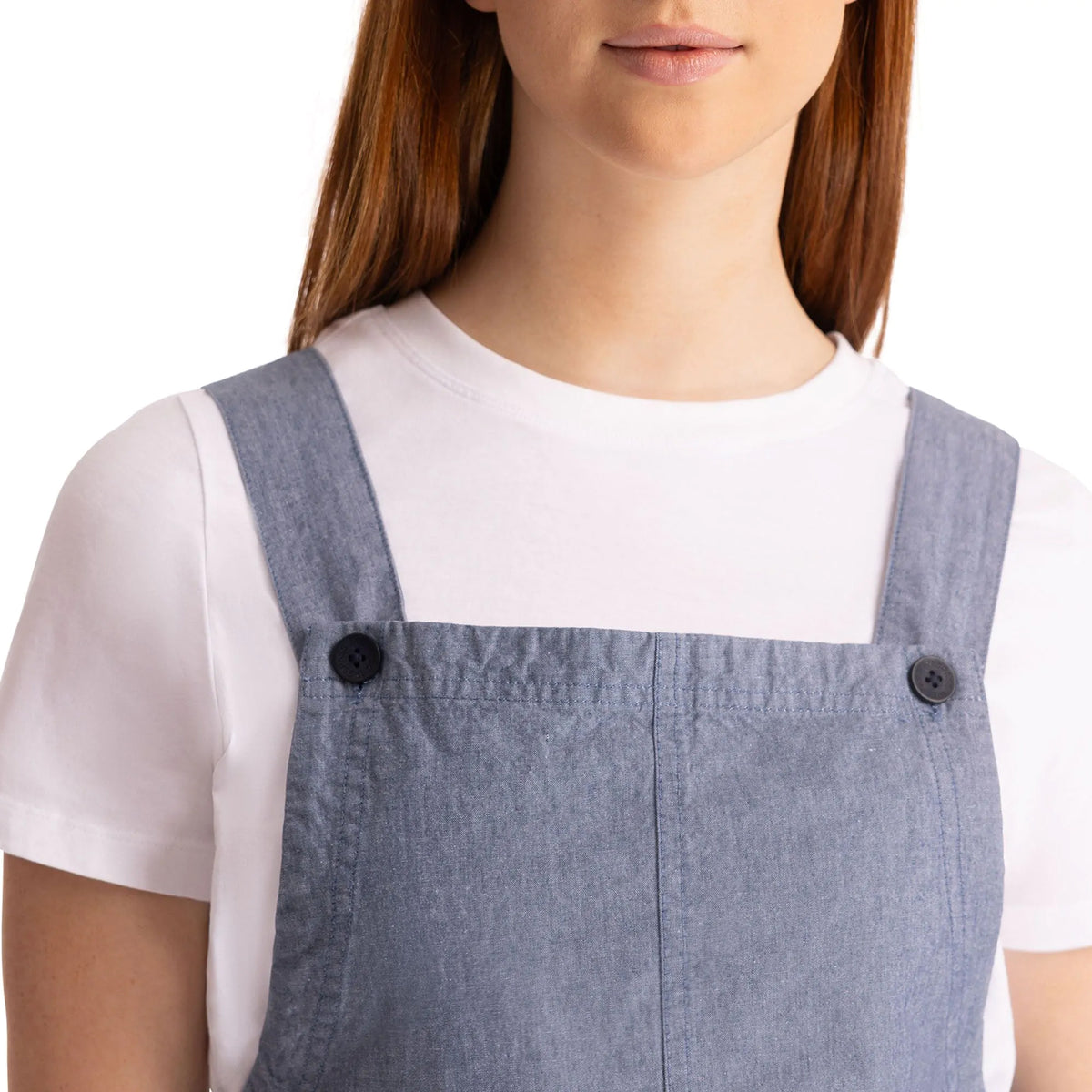 Navy-Chambray - Pack Shot - Trespass Womens-Ladies Twirl Casual Dress