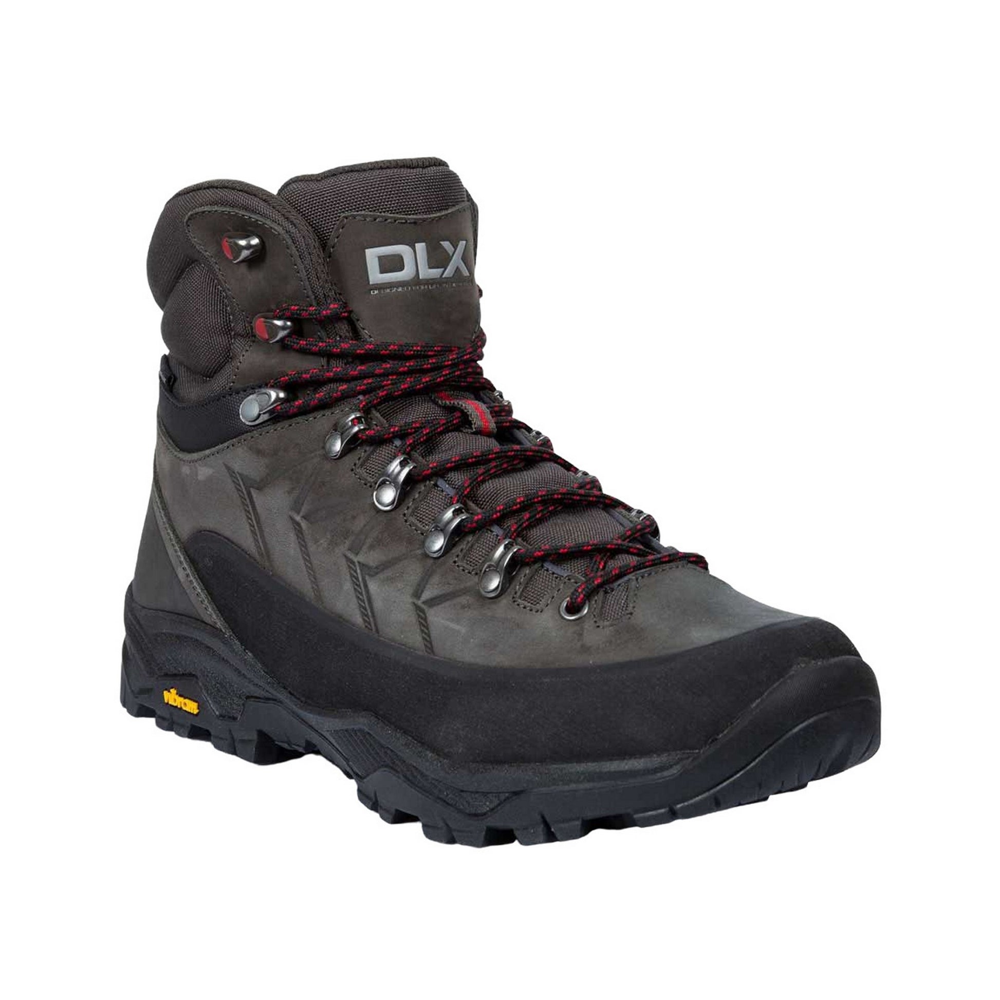 Grey - Side - Trespass Mens Brody Grain Leather Hiking Boots