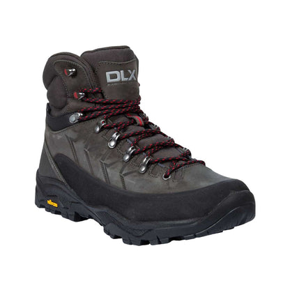 Grey - Side - Trespass Mens Brody Grain Leather Hiking Boots