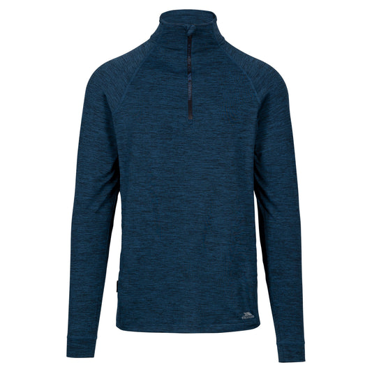 Navy Tone Marl - Front - Trespass Mens Harold Half Zip Fleece Top