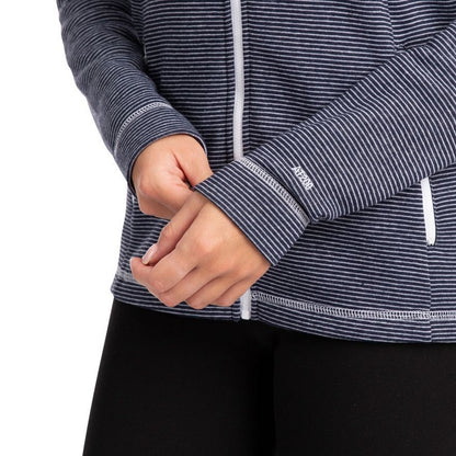 Navy - Side - Trespass Womens-Ladies Rootless Stripe Marl AT200 Fleece Jacket